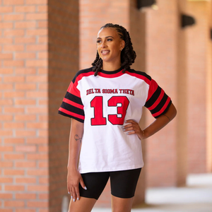 Camiseta de la Hermandad Griega Delta para Mujer, 100% Algodón Transpirable, Ropa con Letras Griegas Impresas Personalizadas, OEM Disponible, Camisetas de Hockey sobre Hielo - Product Image 1