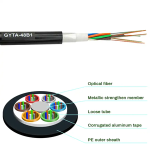 Cable de Fibra Óptica GYTA para Exteriores, Tubo Suelto, 24, 48, 96, 144 Núcleos, G652D, Monomodo, Blindado con Cinta de Aluminio - Product Image 4