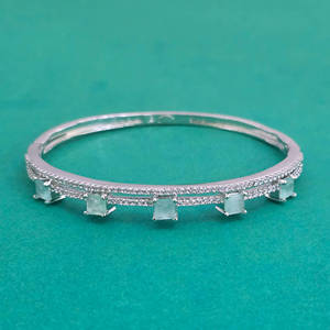 ผู้ส่งออกเครื่องประดับทำมือในอินเดีย กำไลข้อมือแบบเปิดได้ประดับเพชรแบบอเมริกัน ชุบโรเดียม 444049 - Product Image 3