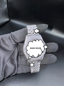 Montre analogique pour homme ZAWO 41 mm en acier inoxydable, diamant Moissanite VVS1, mouvement japonais automatique, vintage, hip-hop, faite à la main, sportive - Product Image 4