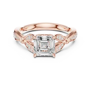 แหวนเพชรทรง Asscher 1.5 กะรัต ได้รับการรับรองจาก IGI เพชรเพาะเลี้ยงสำหรับงานหมั้น ทองคำแท้ 10K 14K 18K สี E ประดับเพชรข้างอย่างสวยงาม - Product Image 5