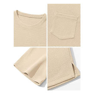 Conjunto de 2 Piezas de Camiseta y Pantalones Cortos Tipo Waffle, Traje de Playa para Vacaciones con Bolsillos, Camiseta y Pantalones Cortos Casuales de Verano Ligeros y Transpirables - Product Image 6