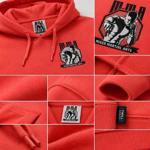 Sweat-shirt à capuche pour homme avec logo MMA, vert, en molleton de coton, poche avant, coupe décontractée, hiver, anti-plis, 370g - Product Image 4