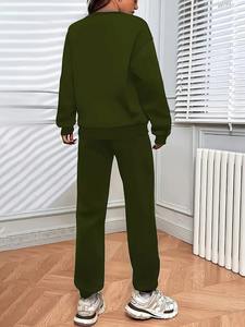 OEM Nuevo Conjunto Deportivo de Moda Personalizado 100% Algodón Peinado o Felpa, Sudadera Lisa Oversize de 2 Piezas - Product Image 4