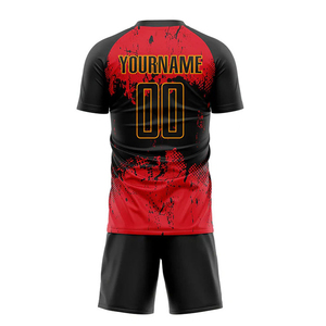 Optimal Comfort Durability Performance Premium Custom Black-red Heat-transfer Printed Soccer Jersey Moisture-wicking Soccer - Product Image 4