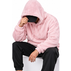<b>Men</b> Women Warm <b>Sherpa</b> <b>Fleece</b> Hoodie Wholesale Soft Plush Winter Pullover Sweatshirt Custom Logo Print Eco-Friendly Pocket - Product Image 4