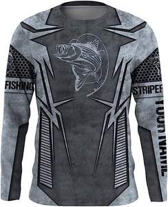 Chemise de pêche à manches longues pour homme, impression par transfert thermique, séchage rapide, UPF 50, vêtements d'extérieur, couleur unie, 100% polyester, pull-over - Product Image 5