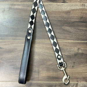 Laisses pour chien en cuir à carreaux noir et blanc, outillées à la main, solides et durables, personnalisées, de luxe et personnalisées en gros - Product Image 5