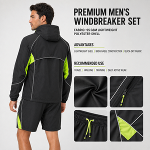 Conjunto de Pantalones Cortos Impermeables y Cortavientos para Hombre, con Forro de Malla Transpirable, Tejido Técnico, Diseño de Bloques de Color, Logotipo Personalizado OEM - Product Image 5