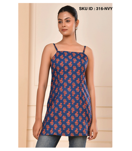 Stylish Vintage Cotton Noodle Strap Corset Regular Kurti Women Lightweight Comfortable <b>Flowy</b> Quick Dry Summer Winter <b>Top</b> Party - Product Image 1