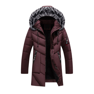 Parka Larga de Invierno para Hombre con Capucha y Ribete de Piel, Abrigo Grueso Acolchado, Cortavientos con Cremallera, Ropa Exterior Cálida e Informal, Parkas para Hombre - Product Image 4
