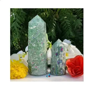Wholesale High Quality Ruby Fuchsite Tower from India Crystal Healing Tower in Love Theme Available in All Shapes Best Price