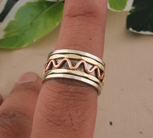 Anillo de banda de plata de ley 925 con puntos, clásico para boda, con textura Milgrain, giratorio, para mujer, al por mayor - Product Image 6