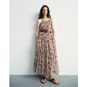 Luxury Women's Halter Neck Maxi Dress with Diamond Accents Sleeveless Beach Holiday Design Customized Floral Print Chiffon Dress - Product Image 1