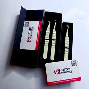 Pince à épiler professionnelle GETUP BROSONS IMPEX en acier inoxydable, antistatique, antimagnétique, durable, à pointe de 45 degrés / à angle de 90 degrés, pour cils, 10 mm - Product Image 6