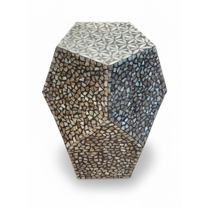 Mesa de Centro Redonda Personalizada al por Mayor con Incrustaciones de Concha, Mesa de Centro con Mosaico de Concha Capiz Azul para Decoración de Interiores del Hogar - Product Image 3