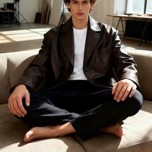 Chaqueta Unisex de Invierno Más Vendida, de Cuero Genuino y Lona Acolchada, con Capucha, Resistente al Viento, Estilo Motero, Cuello Mao, Hecha a Medida - Product Image 3