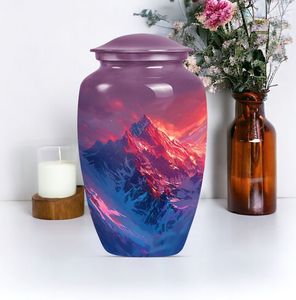 Plain Finish Aluminum Urn for Human Ashes Adult Size-Uncoated Natural Metal Cremation Urn-Raw Surface <b>Memorial</b> <b>Vase</b> for Funeral - Product Image 2