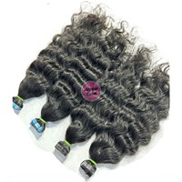 Arrow Exim Cheveux indiens bouclés à bandes adhésives invisibles, donneur unique, cuticules alignées, qualité 12A, couleur naturelle, Remy, double trame machine