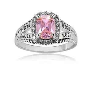 Anillo Escolar BOJ 038 Personalizado de Plata con Diamantes, Anillo de Graduación Universitario Unisex, Regalo para Fiestas y Ocasiones Especiales, Certificado - Product Image 5