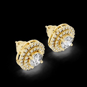 Pendientes de tuerca de moissanita con triple halo, pendientes de racimo de gran impacto, alternativa al diamante de plata de ley 925 - Product Image 2