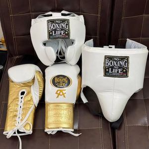 No Boxing No Life - Kit de Guantes de Boxeo de Cuero Auténtico con Cordones, Protector de Mejillas, Protector de Cabeza y Protector Inguinal - Product Image 1
