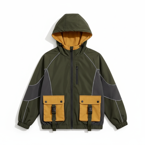 Men's Windbreaker <b>Jacket</b> with Color Blocks <b>Patchwork</b> Work <b>Jacket</b> Custom Designer Asymmetrical Tracksuit, Streetwear Cargo - Product Image 3