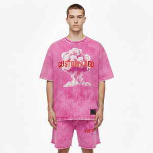 Fabricant OEM de tenues personnalisées pour hommes, ensemble de t-shirts 2 pièces, respirant, 100% coton, impression sérigraphique, streetwear en molleton - Product Image 3