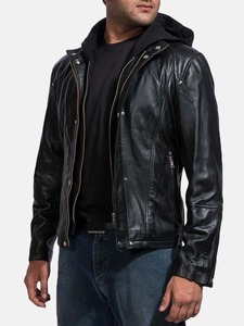Mens Back Street <b>Black</b> Leather <b>Jacket</b> - Product Image 2
