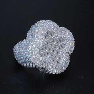 Haute qualité VVS Moissanite 3D luxe meilleur rappeur populaire 925 argent Sterling laboratoire cultivé 14K or blanc Baguette bague pour hommes - Product Image 1