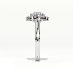 Bague de fiançailles Aarinya Majestic Brilliant avec diamant cultivé en laboratoire certifié IGI, diamants remplis, argent 925, Solstice Radiance Halo - Product Image 4