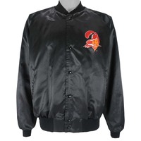 Veste de sport en satin noir pour homme des San Francisco 49ers avec bordure rouge et blanche et logo brodé sur le devant, style sportif