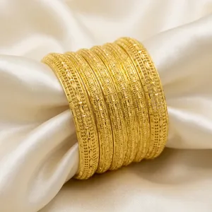 กำไลข้อมือทองเหลืองดีไซน์ดอกไม้สวยงามทันสมัยเคลือบทอง 18K หนึ่งกรัม เครื่องประดับสำหรับผู้หญิงในงานแต่งงาน - Product Image 3