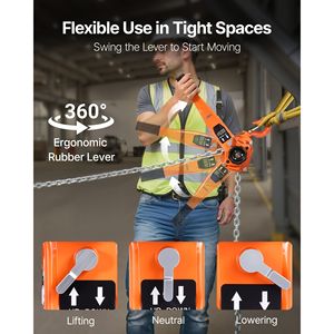 Paranco a Catena Manuale per Carichi Pesanti 3T 6600LBS Capacità 20FT Sollevamento Acciaio Legato G80 Doppia Zampa Meccanico - Product Image 3