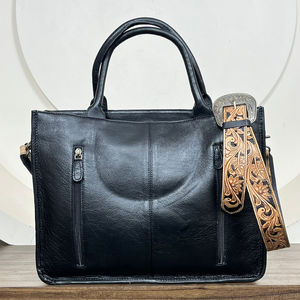 Manufacturers Wholesale OEM 2025 <b>Tooled</b> Leather <b>Tote</b> <b>Bag</b> Genuine Cowhide Leather Vintage Luxury Designer Handbags for Women's - Product Image 5