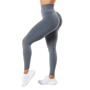 Ensemble de yoga 2 pièces pour femme avec logo personnalisé, taille haute, effet froncé aux fesses, leggings et pantalon en Spandex/Nylon de haute qualité - Product Image 5