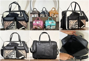 Bolsa de Pañales de Cuero Vacuno Genuino Personalizada OEM, Bolsa de Viaje Multibolsillos con Cierre, Organizador de Artículos para Bebés, Venta al Por Mayor - Product Image 3