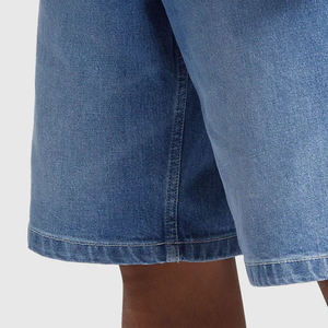 Shorts cargo en jean pour homme, taille mi-haute, fermeture boutonnée, style décontracté, 100 % coton tissé, respirant, couleur unie, coupe Bermuda - Product Image 3