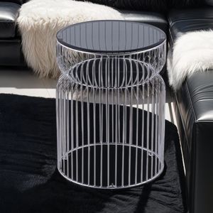 Mesa Auxiliar Moderna y Contemporánea ET901 de 21 Pulgadas de Alto con Base Encajada y Tapa de Vidrio Templado Tintado para Sala de Estar - Product Image 1