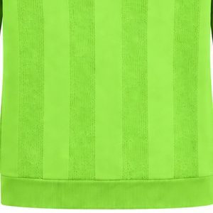 Neon Lime <b>Green</b> <b>Mens</b> Long Sleeve Knitted <b>Polo</b> <b>Shirt</b> Textured Vertical Stripe Pattern Ribbed Hem Smart Casual Premium Fashion T - Product Image 6