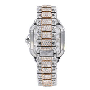 Montre pour homme en acier inoxydable à quartz, cadran en verre, style hip-hop, haute brillance, avec moissanite incrustée, bracelet de 20 mm - Product Image 4