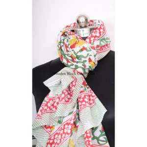 ผ้าซิ่นพิมพ์ลายดอกไม้สวยงาม ผ้าซิ่นผ้าฝ้ายพิมพ์ลายด้วยมือ ผ้าพันคอทำมือ พิมพ์ลายแบบชาวชาวปุรี ฟรีไซส์ สำหรับใส่ไปชายหาด - Product Image 4