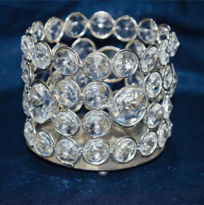 Centres de table faits à la main en argent boule de cristal candélabre en relief rond métal réglage de table mariages pas cher cristal bougeoirs - Product Image 1