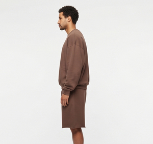 Men's 100%Cotton Sweat <b>Short</b> Set Crew Neck Sweatshirt <b>Shorts</b> Loose Fit Casual Winter Fleece Two Piece Sweat <b>Shorts</b> Set Men - Product Image 3