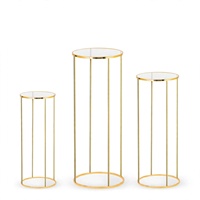 3 supports cylindriques pour fêtes, supports cylindriques ronds en métal doré pour fleurs de fête, colonnes de présentation