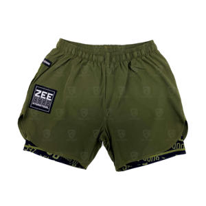 กางเกงต่อสู้แบบ2-in-1 BJJ MMA กางเกงขาสั้นแบบมีซับในแบบมีการบีบอัดในตัวกางเกงขาสั้นตาข่าย - Product Image 2