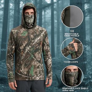 Men's <b>Camo</b> Hoodie Hunting Shirts with Separate Mask UPF 50+ Long Sleeve Fishing Sweatshirt Camp - Product Image 5