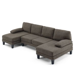 "Modern Feather-Filled Sectional <b>Sofa</b> 111.4 Inches Armless Living Room Use Removable <b>Cover</b>" - Product Image 1