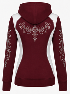 <b>Women's</b> Casual Blue Rhinestone Polyester/Cotton Winter Hooded Lined <b>Hoodie</b> with Front Logo Breathable & Anti-shrink Customizable - Product Image 3