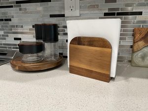 Porta Servilletas de Madera de Acacia para Mesa, Porta Servilletas Verticales de Madera para Cocina, Dispensador de Servilletas de Pie para Cocina y Comedor - Product Image 4